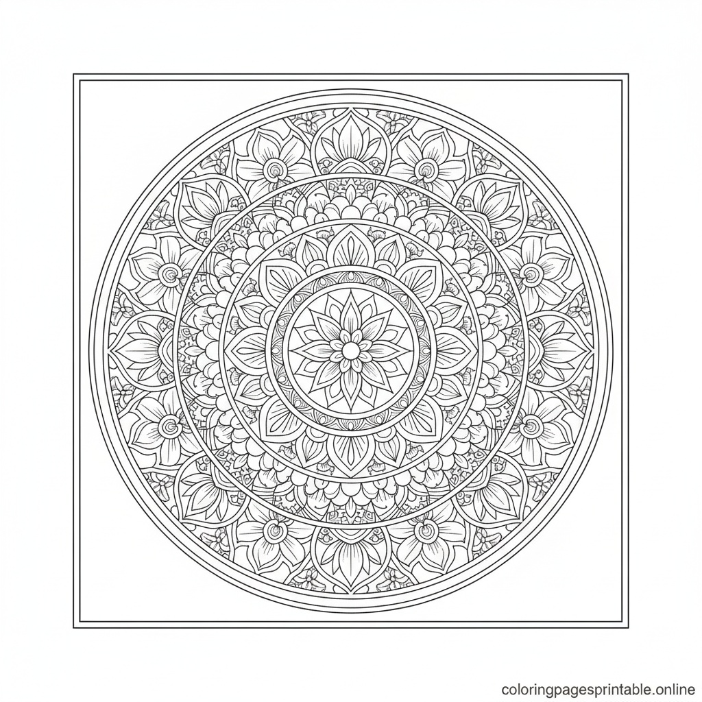 Free printable coloring page for kids featuring an intricate stained glass mandala design | coloringpagesprintable.online