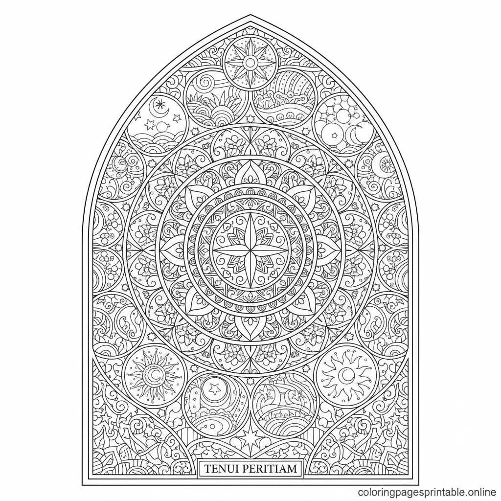 Free printable coloring page for kids featuring an intricate stained glass mandala design | coloringpagesprintable.online